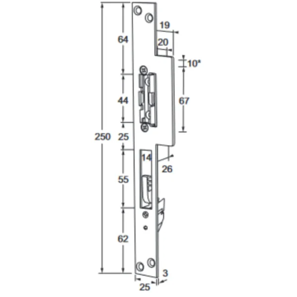 247WOOD Freesmal sluitplaat 250x25 rechts