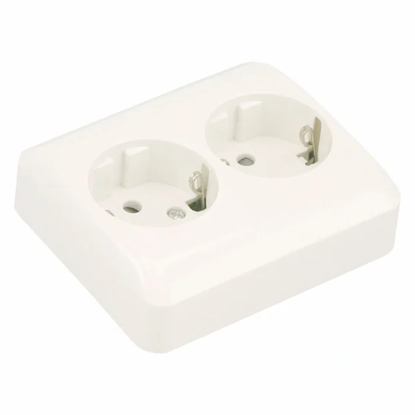 UNI contactdoos 2-voudig randaarde met kinderbeveiliging